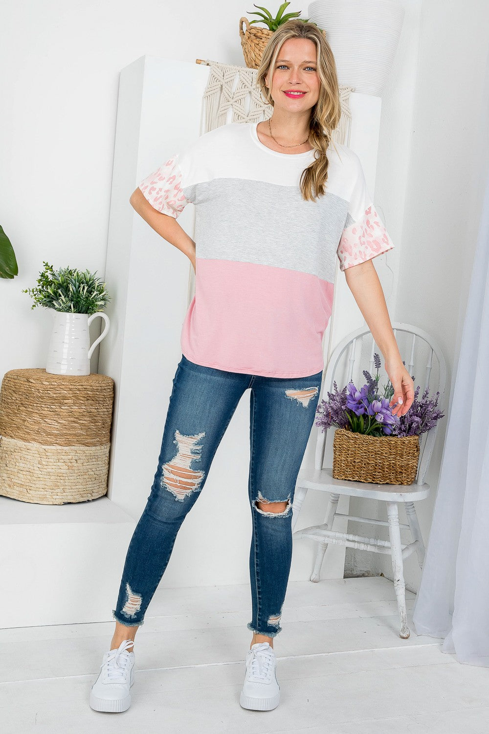 Plus Solid Animal Colorblock Top ***SALE***
