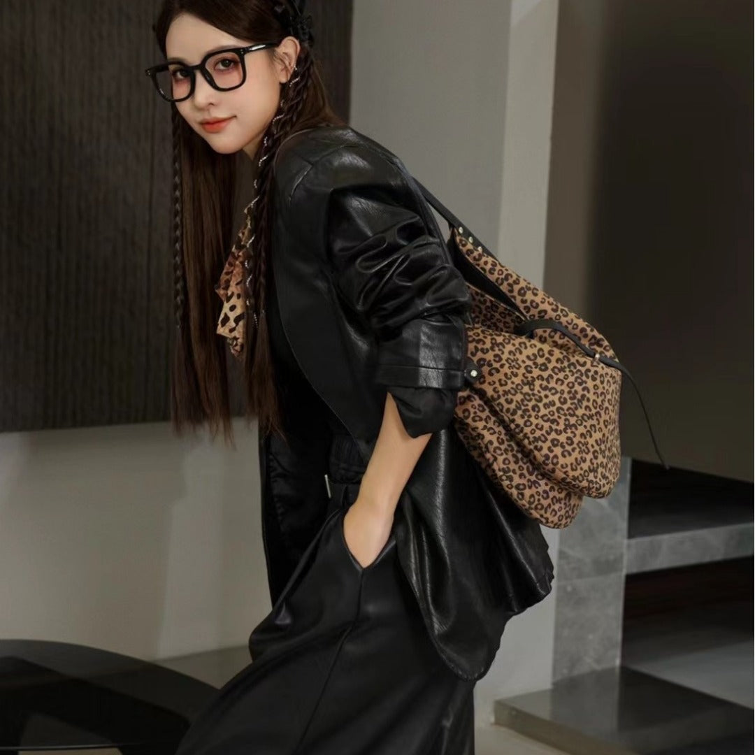 Women's Trendy Leopard Hobo Crossbody Bag