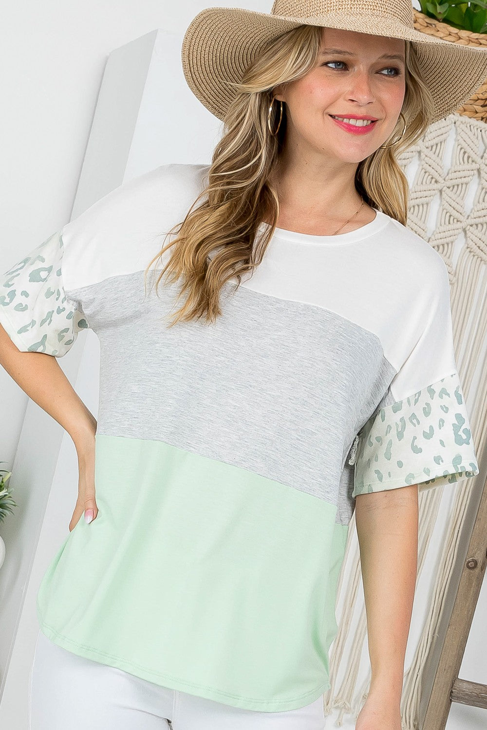 Plus Solid Animal Colorblock Top ***SALE***