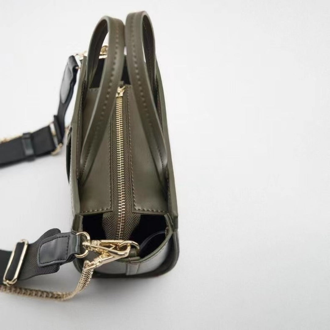 Stylish Army Green Tote Purse - Versatile Crossbody Guitar Strap Bag for Everyday Use