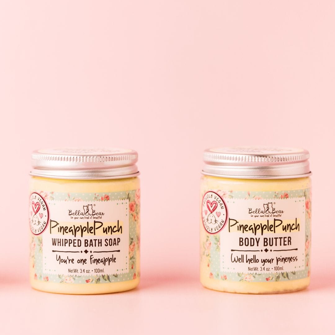 Bella & Bear Pineapple Punch Whipped Bath Soap, Moisturizing Wash 3.4oz
