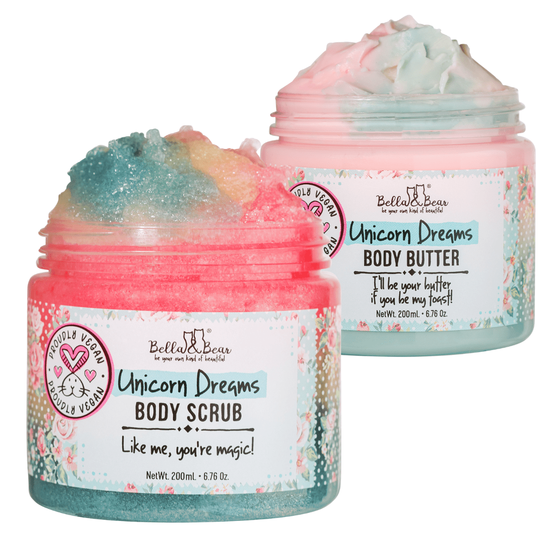 Bella & Bear Unicorn Gift Set - 3-in-1 Body Scrub &  Body Butter