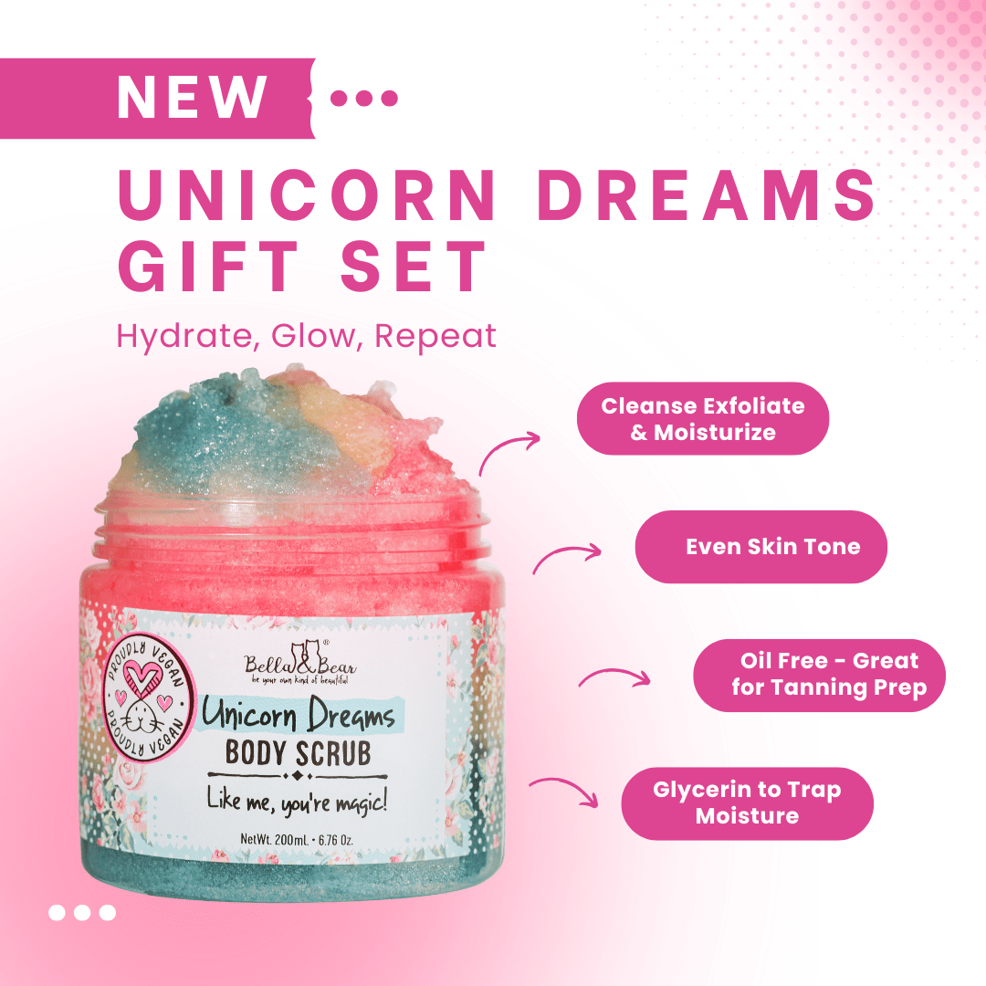 Bella & Bear Unicorn Gift Set - 3-in-1 Body Scrub &  Body Butter