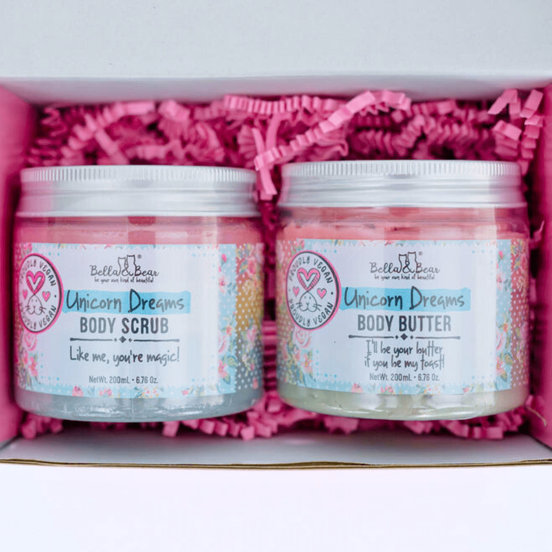 Bella & Bear Unicorn Gift Set - 3-in-1 Body Scrub &  Body Butter